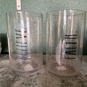 Rae Dunn Clear Glass Vases with Inspirational Text